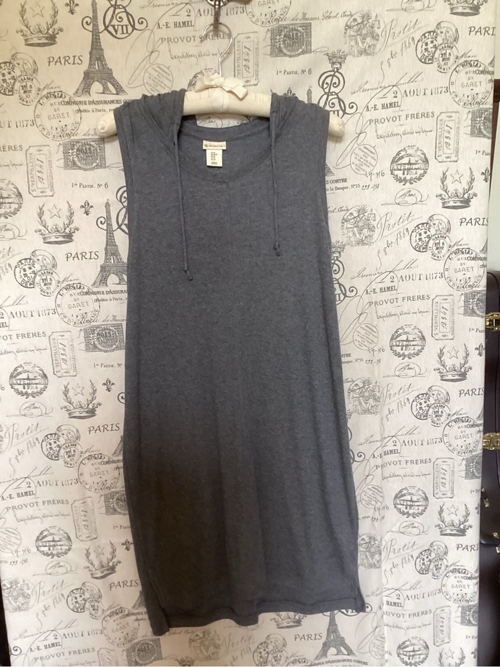 Gray Sleeveless Hooded Sweater Dress